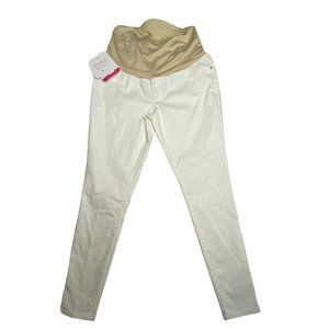 Isabel Maternity Crossover Panel White Skinny Jean